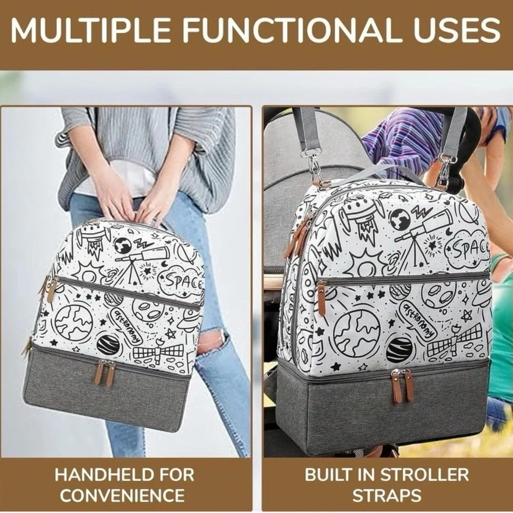 Village of Many Baby Diaper Bag Backpack -Multi-Function Waterproof, Dinosaurs